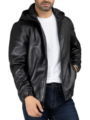 Black-Leather-Jacket-With-Hood