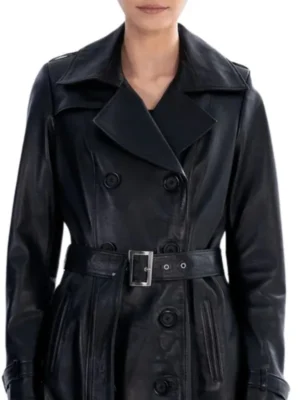 Black-Spring-Belted-Leather-Trench-Coat-Women