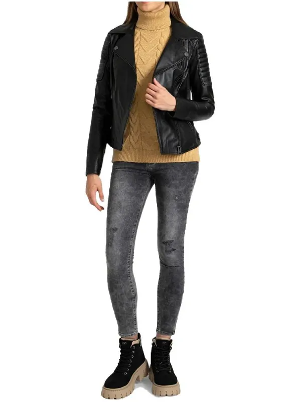 Leather-Biker-Jacket-Women-Black-Quilted