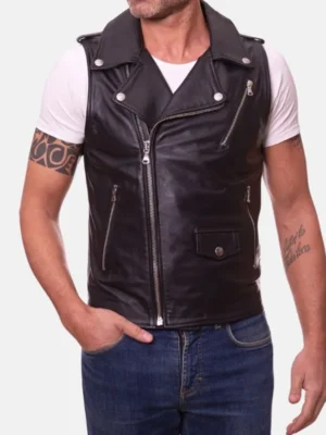 Men-Black-Leather-Motorcycle-Vest