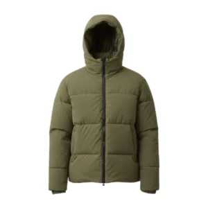 Men Olive Green Hooded Puffer Jacket