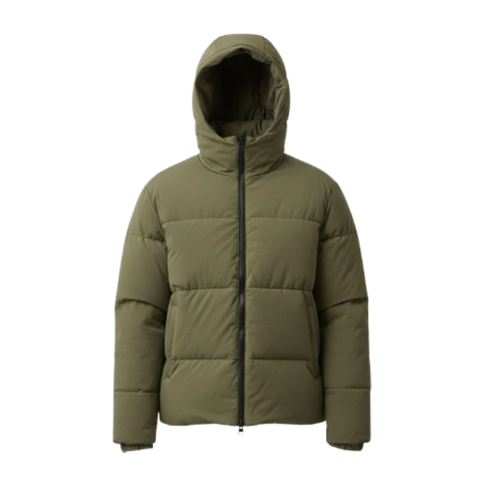 Men-Olive-Green-Hooded-Puffer-Jacket