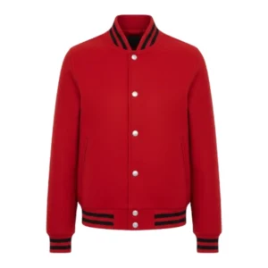 Men Red Wool Varsity Jacket