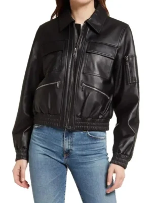 Women-Black-Bomber-Leather-Jacket