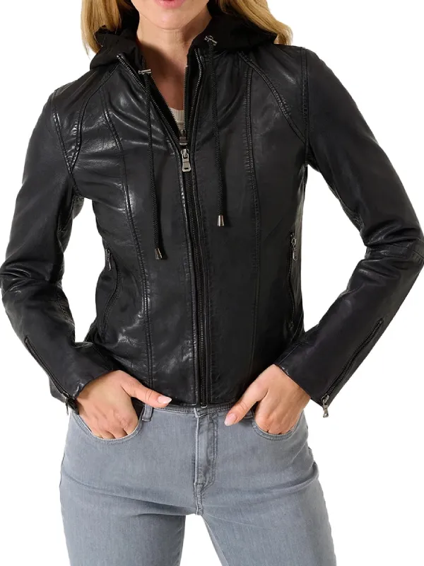 Women-Black-Cafe-Racer-Hooded-Leather-Jacket