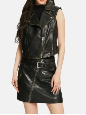 Women-Black-Leather-Biker-Vest