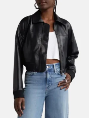 Women-Black-Leather-Cropped-Bomber-Jacket