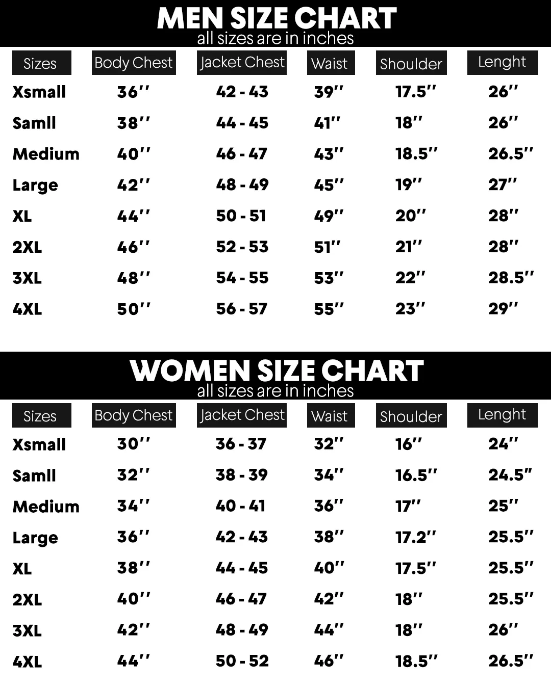 size chart