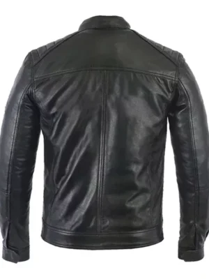 Cafe Racer Lambskin Motorcycle Black Leather Jacket