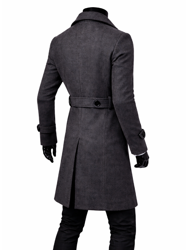 Double Breasted Casual Slim Fit Trench Coat Grey
