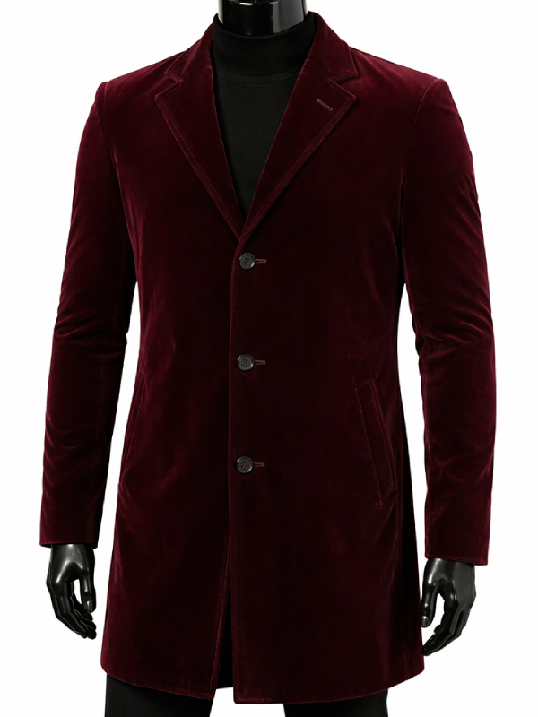 Mens 12th Doctor Who Peter Capaldi Maroon Coat