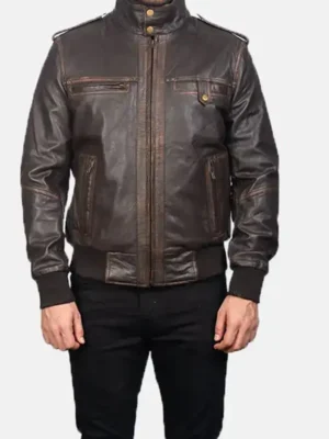 Mens Bomber Brown Biker Jacket