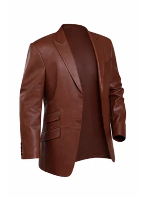 Mens Brown Leather Blazer