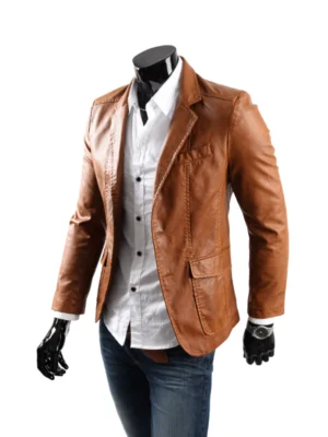 Men's Casual Smart Designers Leather Blazer