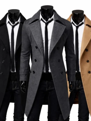 Men’s Double Breasted Casual Slim Fit Trench Coat