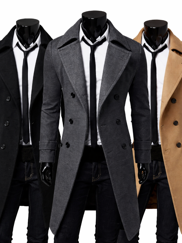 Men’s Double Breasted Casual Slim Fit Trench Coat