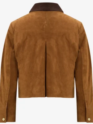 Vintage Style Brown Crop Suede Jacket for Women