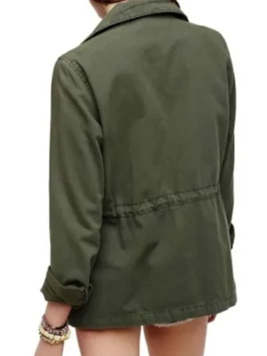 Women 4 Pocket Military Green Cotton Jacket For Sale