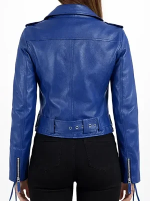 Women Blue Brando Biker Jacket For Sale