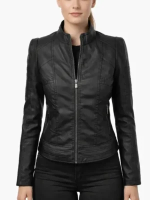 Womens Leather Black Biker Jacket
