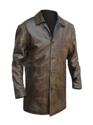 distressed mens brown leather blazer jacket jpg