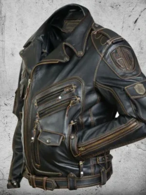 genuine leather jacket motorcycle jacket motorcycle leather jacket multi pocket leather jacket