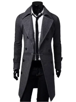 grey trench blazer coat men