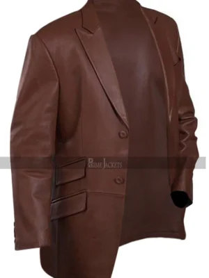 mens brown leather jacket blazer