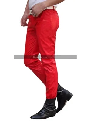 mens red leather pants