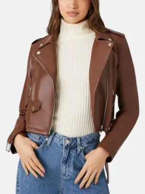 womens brown cropped motorcycle leather jacket_78d29130 a116 442e 8dbc fdcbad2c3c19