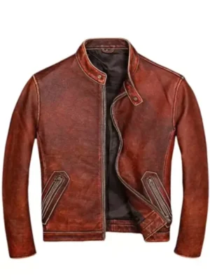 Classic Casual Vintage Leather Biker Jacket