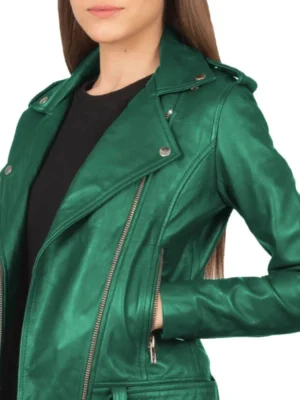 Green Moto Leather Jacket