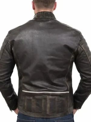 M52 Retro Cafe Racer Moto Distressed Vintage Biker Leather Jacket For Sale 1