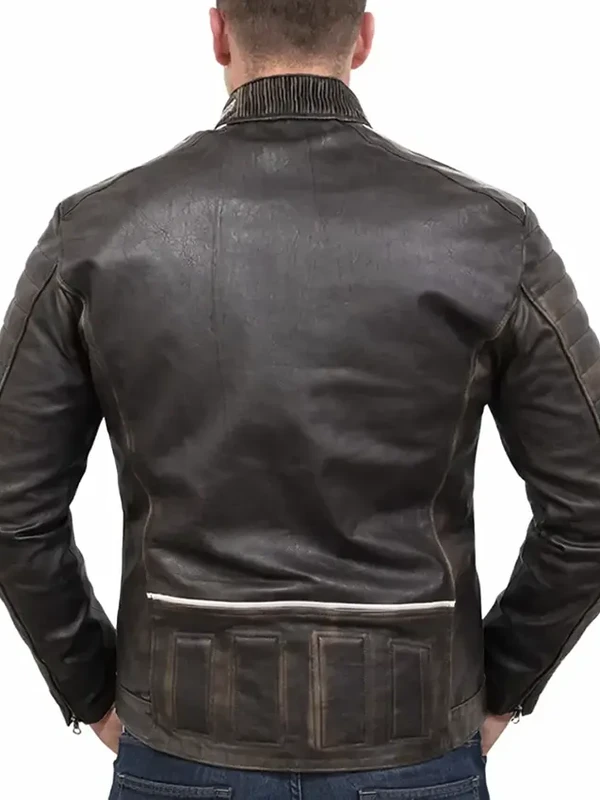 M52 Retro Cafe Racer Moto Distressed Vintage Biker Leather Jacket For Sale 1