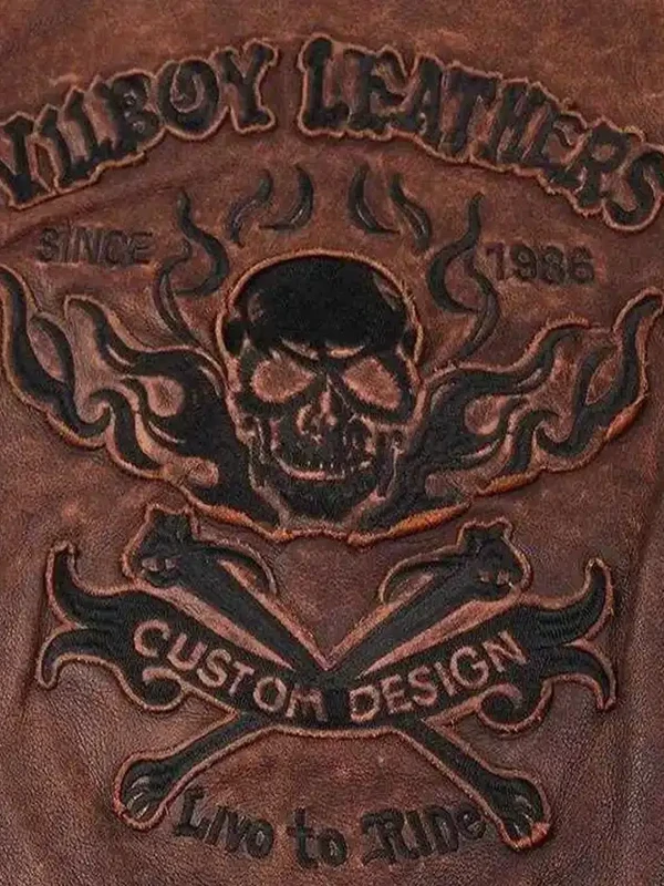 Shop Vintage Brown Motorcycle Skull Brown Leather Jacket