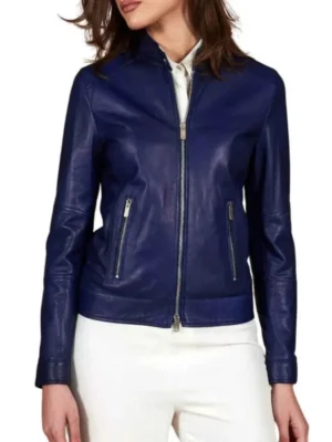 blie cafe racer leather ajcket