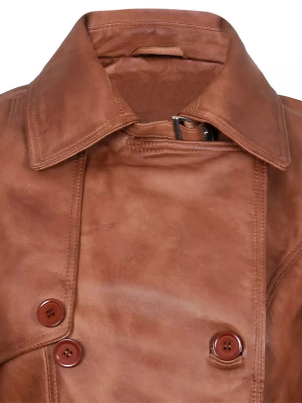 leather trech coat_ brown