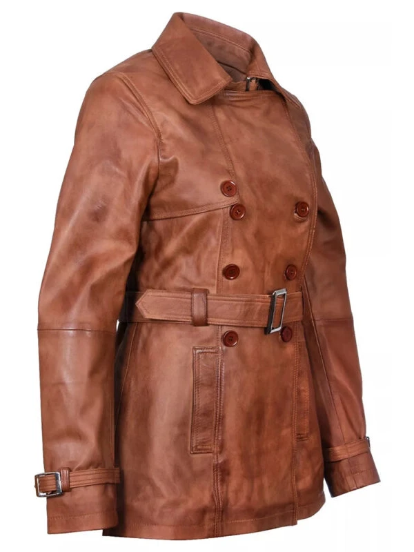 leather trech coat_ double breasted