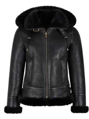 shearling black mens leather jacket