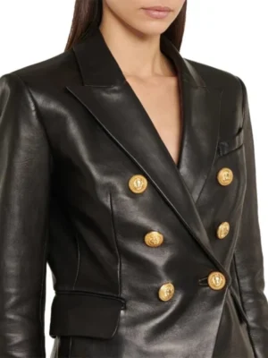 single breasted leather blazer 929802